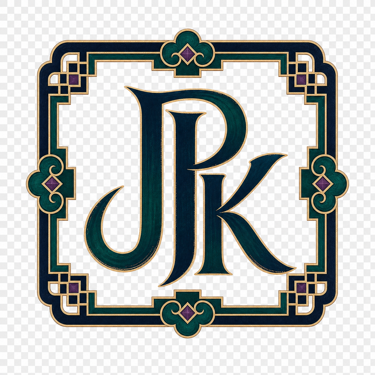 Korean-inspired monogram for the initials "JPK," standing for Josh Peacock, the SEO Expert.